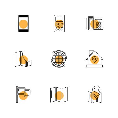 beyaz zemin üzerine minimalist düz vektör app simge kümesi