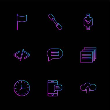 farklı minimalist düz vektör app simgeler siyah arka plan üzerine