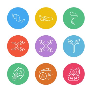 beyaz zemin üzerine minimalist düz vektör app simge kümesi