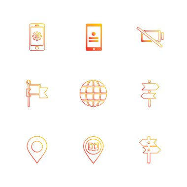 çeşitli tema app simgeler, vektör çizimler set