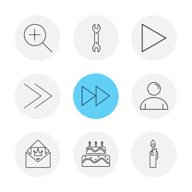 beyaz zemin üzerine minimalist düz vektör app simge kümesi