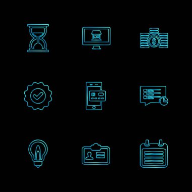 farklı minimalist düz vektör app simgeler siyah arka plan üzerine