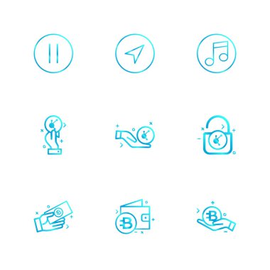 beyaz zemin üzerine minimalist düz vektör app simge kümesi