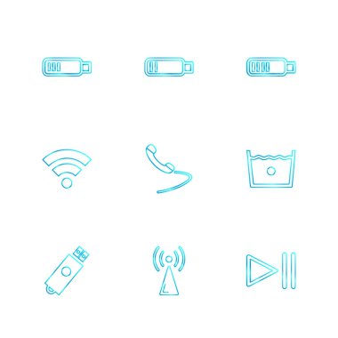 beyaz zemin üzerine minimalist düz vektör app simge kümesi