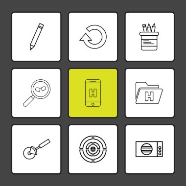 farklı minimalist düz vektör app simgeler siyah arka plan üzerine