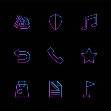 yaratıcı farklı minimalist düz vektör app simge siyah arka plan üzerine izole kümesi 