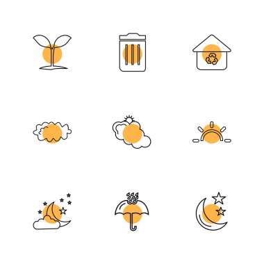 beyaz zemin üzerine minimalist düz vektör app simge kümesi