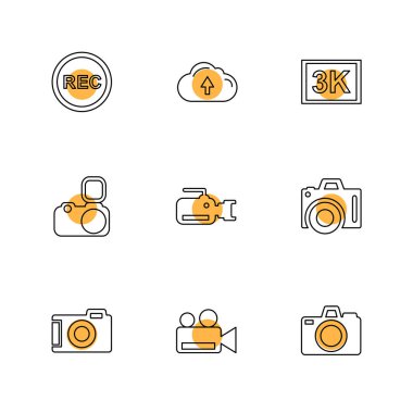 beyaz zemin üzerine minimalist düz vektör app simge kümesi