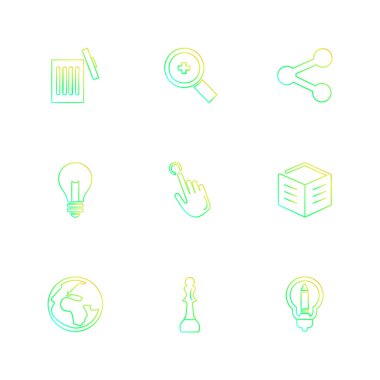 beyaz zemin üzerine minimalist düz vektör app simge kümesi