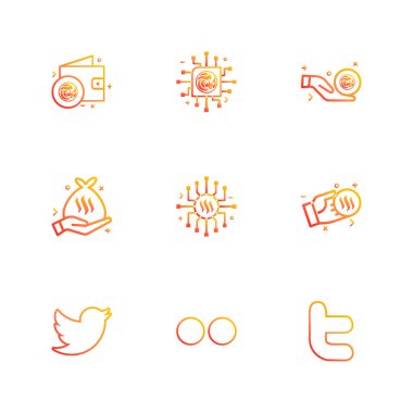 beyaz zemin üzerine minimalist düz vektör app simge kümesi