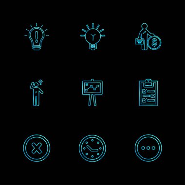 farklı minimalist düz vektör app simgeler siyah arka plan üzerine