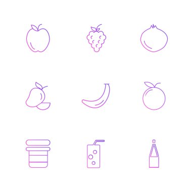 beyaz zemin üzerine minimalist düz vektör app simge kümesi