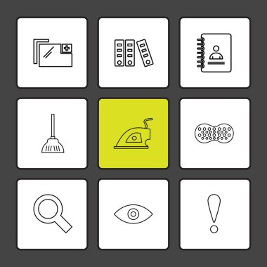 farklı minimalist düz vektör app simgeler siyah arka plan üzerine