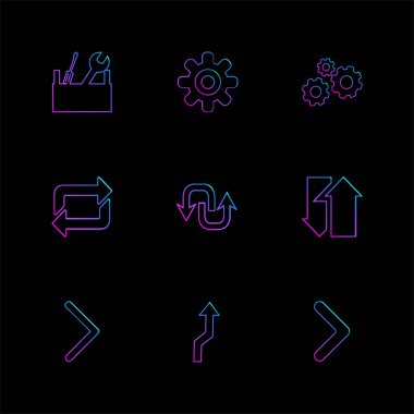 siyah arka plan üzerine minimalist düz vektör app simge kümesi