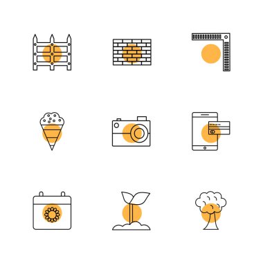 beyaz zemin üzerine minimalist düz vektör app simge kümesi