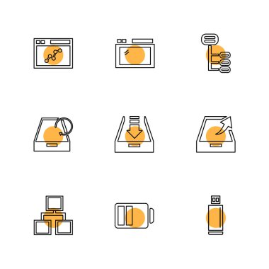 beyaz zemin üzerine minimalist düz vektör app simge kümesi