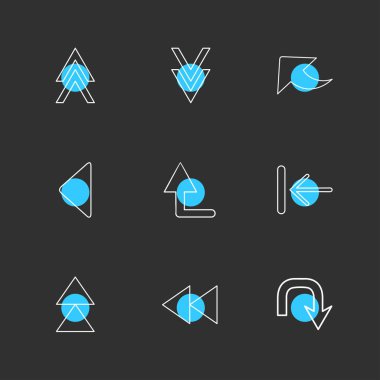 oklar yön işaretçiler yaratıcı simgeler ayarla, düz özel koleksiyon vektör