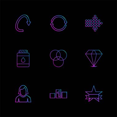 farklı minimalist düz vektör app simgeler siyah arka plan üzerine