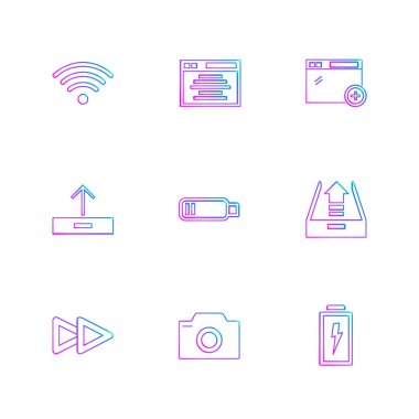 beyaz zemin üzerine minimalist düz vektör app simge kümesi