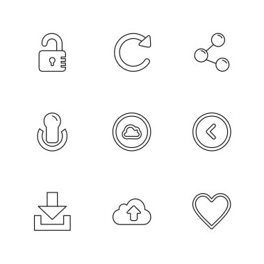 beyaz zemin üzerine minimalist düz vektör app simge kümesi