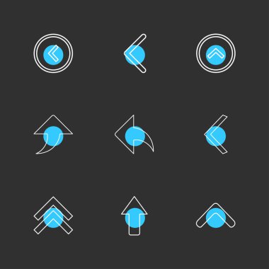 farklı minimalist düz vektör app simgeler siyah arka plan üzerine