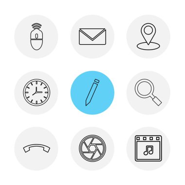 beyaz zemin üzerine minimalist düz vektör app simge kümesi