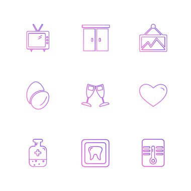 beyaz zemin üzerine minimalist düz vektör app simge kümesi