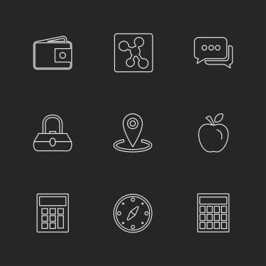 farklı minimalist düz vektör app simgeler siyah arka plan üzerine