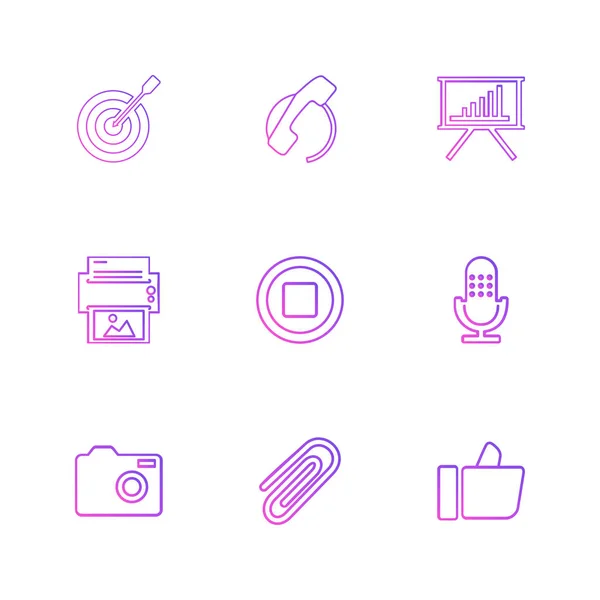 Conjunto Iconos Aplicaciones Vectores Planos Minimalistas Sobre Fondo Blanco — Vector de stock