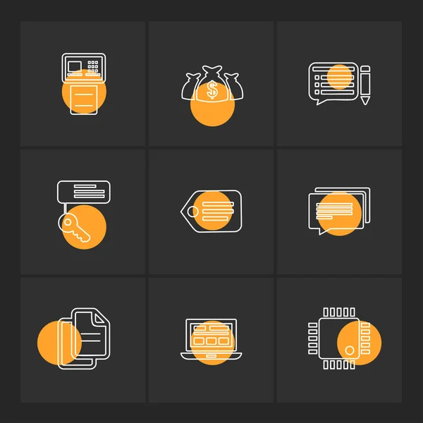 Flat Vector Illustration Icons Set App Icons Business — Stock Vector