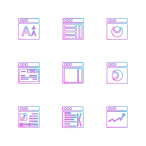 Set Various Theme App Icons Vector Illustrations — Stock Vector