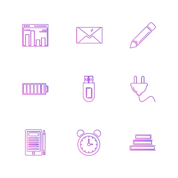 Set Minimalistic Flat Vector App Icons White Background — Stock Vector