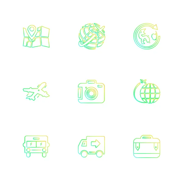 Set Various Theme App Icons Vector Illustrations — Stock Vector