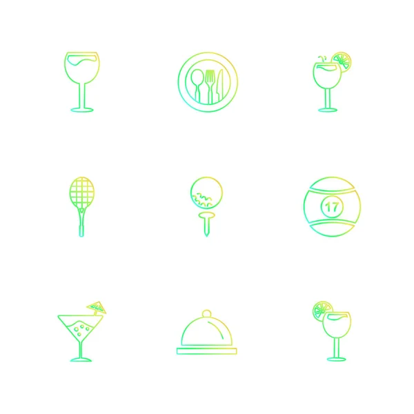 Conjunto Iconos Aplicaciones Vectores Planos Minimalistas Sobre Fondo Blanco — Vector de stock