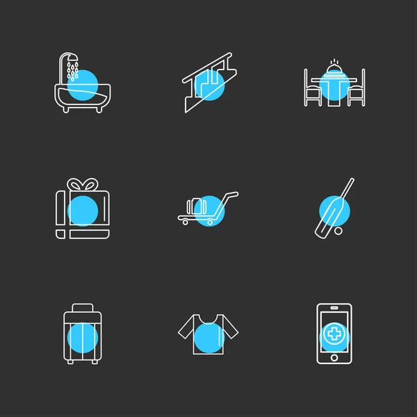Set Minimalistischer Flacher Vektor App Symbole Auf Schwarzem Hintergrund — Stockvektor