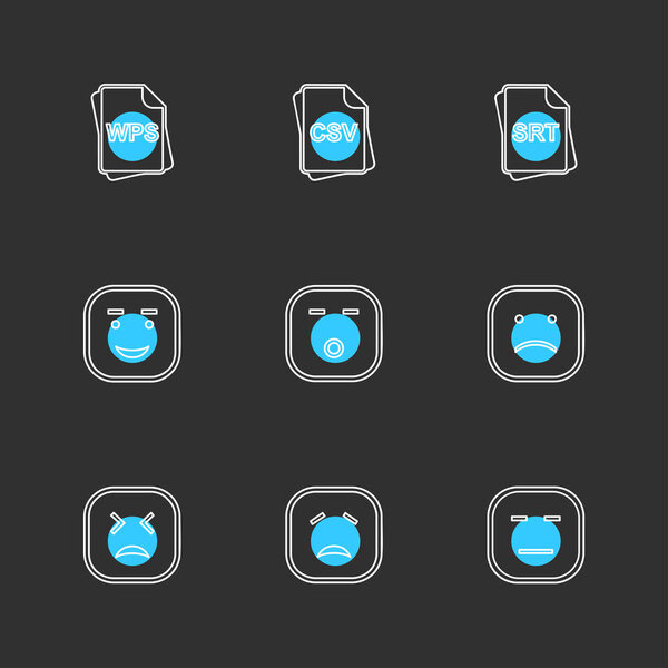 set of minimalistic flat vector app icons on black background
