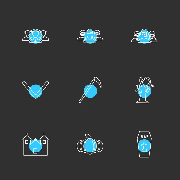 Conjunto Iconos Aplicaciones Vectores Planos Minimalistas Sobre Fondo Negro — Vector de stock