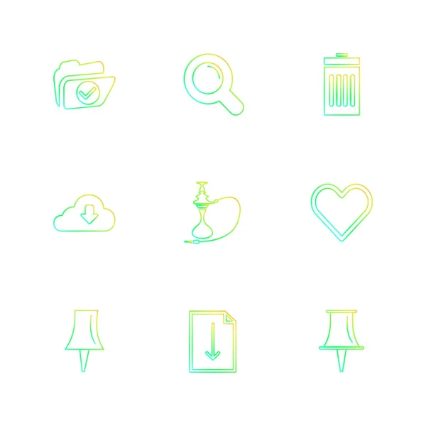 Set Various Theme App Icons Vector Illustrations — Stock Vector