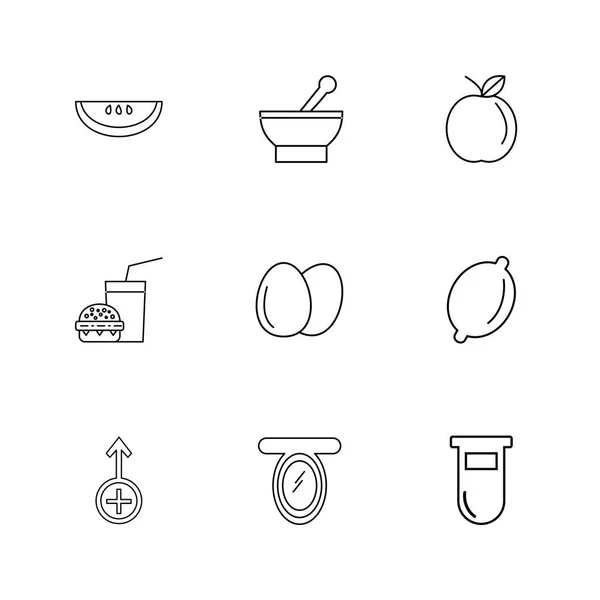 Conjunto Iconos Aplicaciones Vectores Planos Minimalistas Sobre Fondo Blanco — Vector de stock