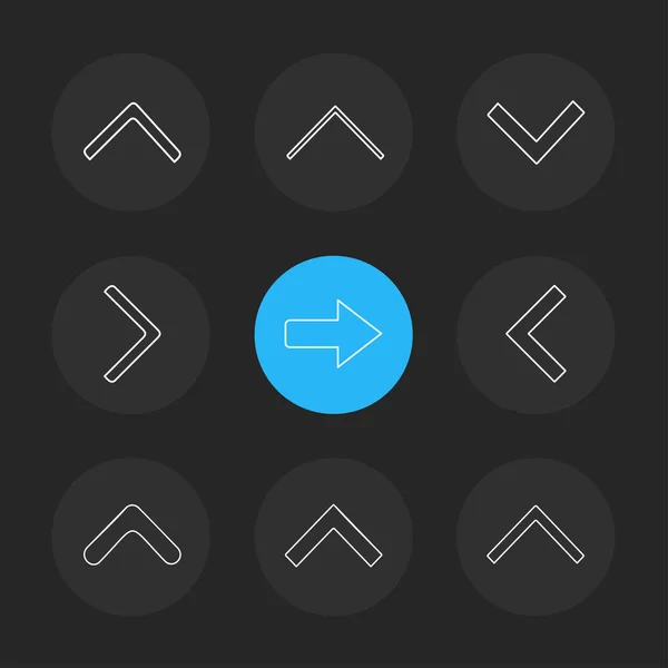 Set Minimalistic Flat Vector App Icons Black Background — Stock Vector