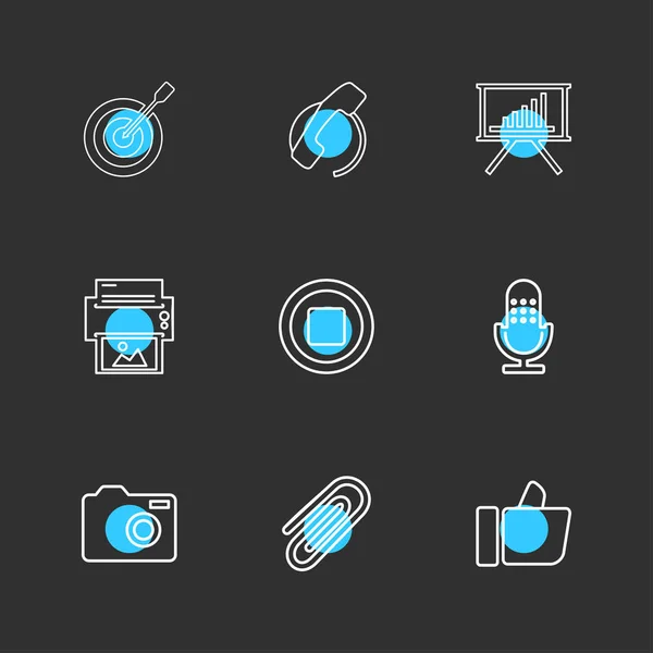 Set Various Theme App Icons Vector Illustrations — Stock Vector