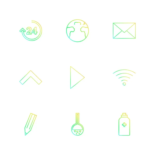 Conjunto Iconos Aplicaciones Vectores Planos Minimalistas Sobre Fondo Blanco — Vector de stock