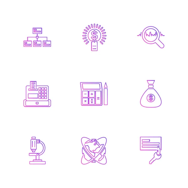 Set Various Theme App Icons Vector Illustrations — Stock Vector