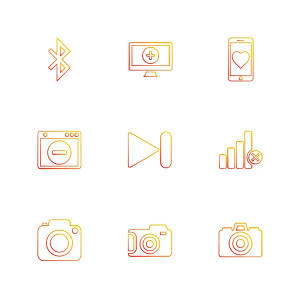 Set Various Theme App Icons Vector Illustrations — Stock Vector