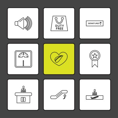 siyah arka plan üzerine minimalist düz vektör app simge kümesi