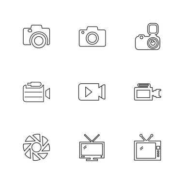 beyaz zemin üzerine minimalist düz vektör app simge kümesi