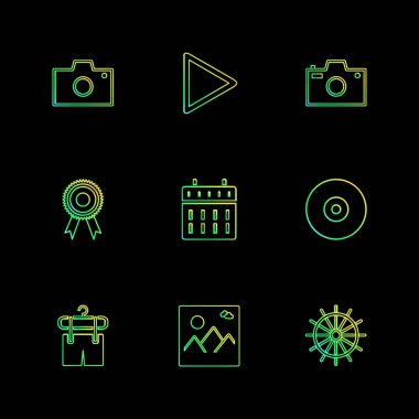 farklı minimalist düz vektör app simgeler siyah arka plan üzerine