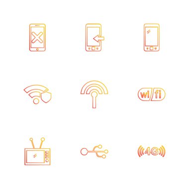 beyaz zemin üzerine minimalist düz vektör app simge kümesi