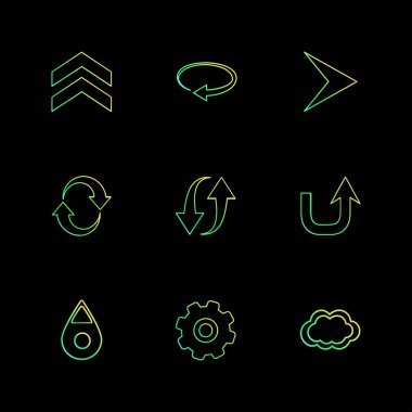 farklı minimalist düz vektör app simgeler siyah arka plan üzerine