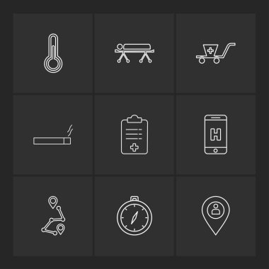 farklı minimalist düz vektör app simgeler siyah arka plan üzerine